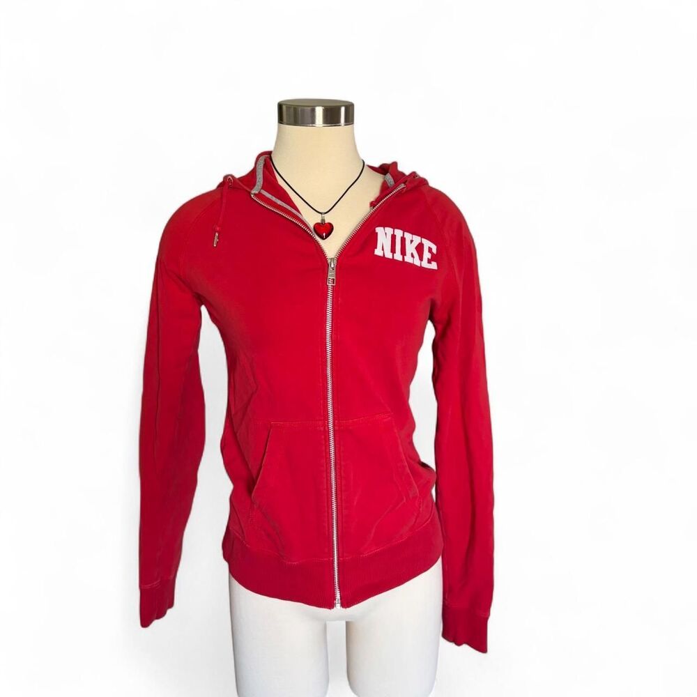 Nike Women's Red and Grey Hoodie